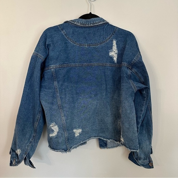 Encore Jeans Women’s Long Sleeve Distressed Raw Hem Denim Jacket Size 2XL GUC - Picture 8 of 8